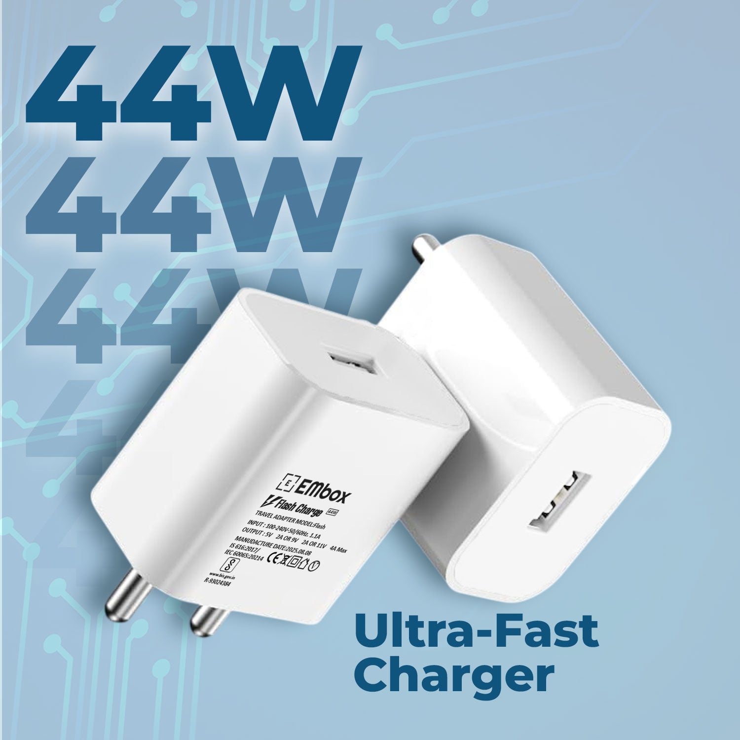 Embox 45W Fast Charger Type-A | Dash Charging Compatible with Android Oneplus Redmi Mi Xiaomi Samsung Galaxy S25 Poco SuperVooc