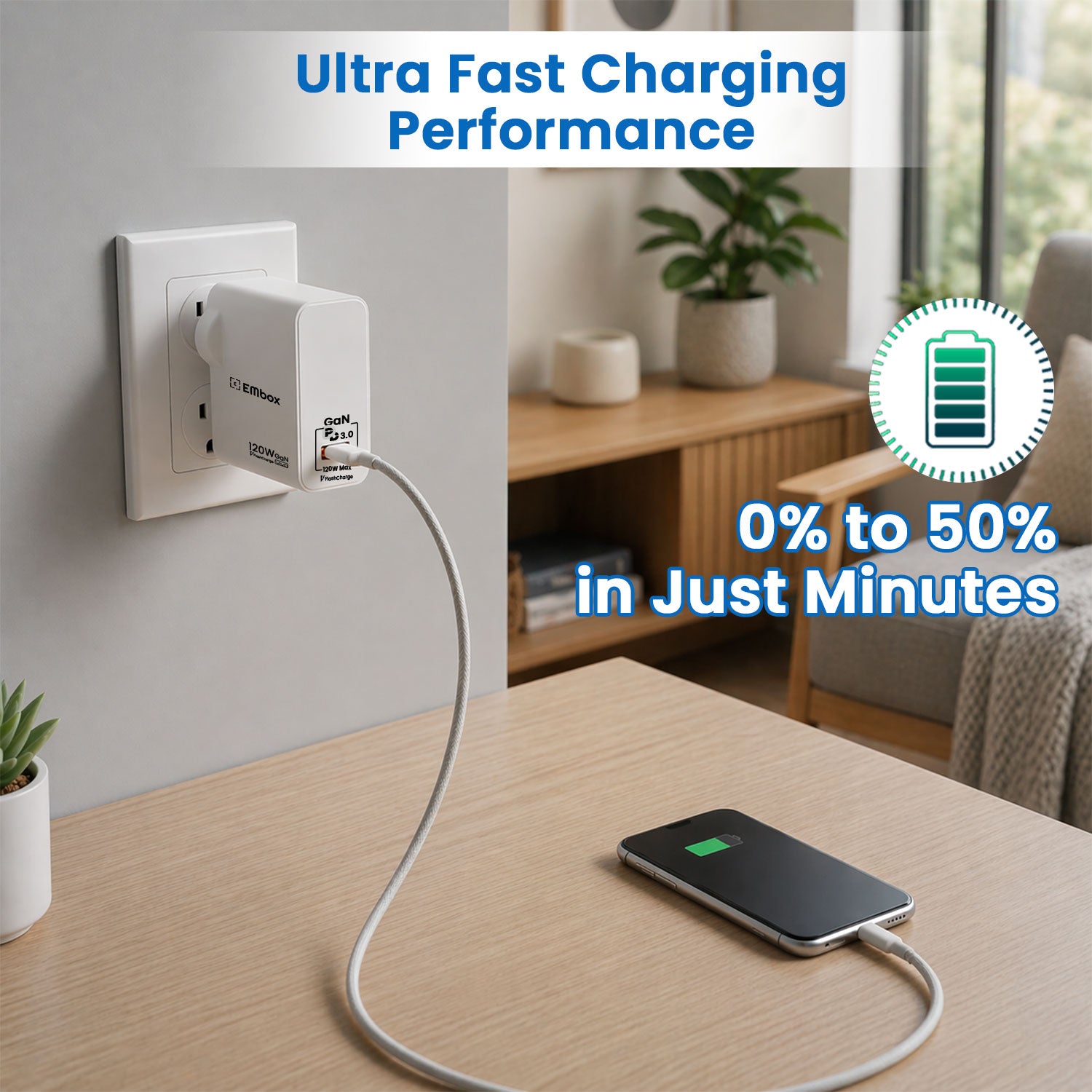 120W Flash Super Fast Charger Compatible for VIVO X100 5G, V30, V-X90 5G, V-X90 PRO 5G, V-X FOLD 3, iQOO-11 5G, iQOO 9 Pro, iQ9, iQOO 9T