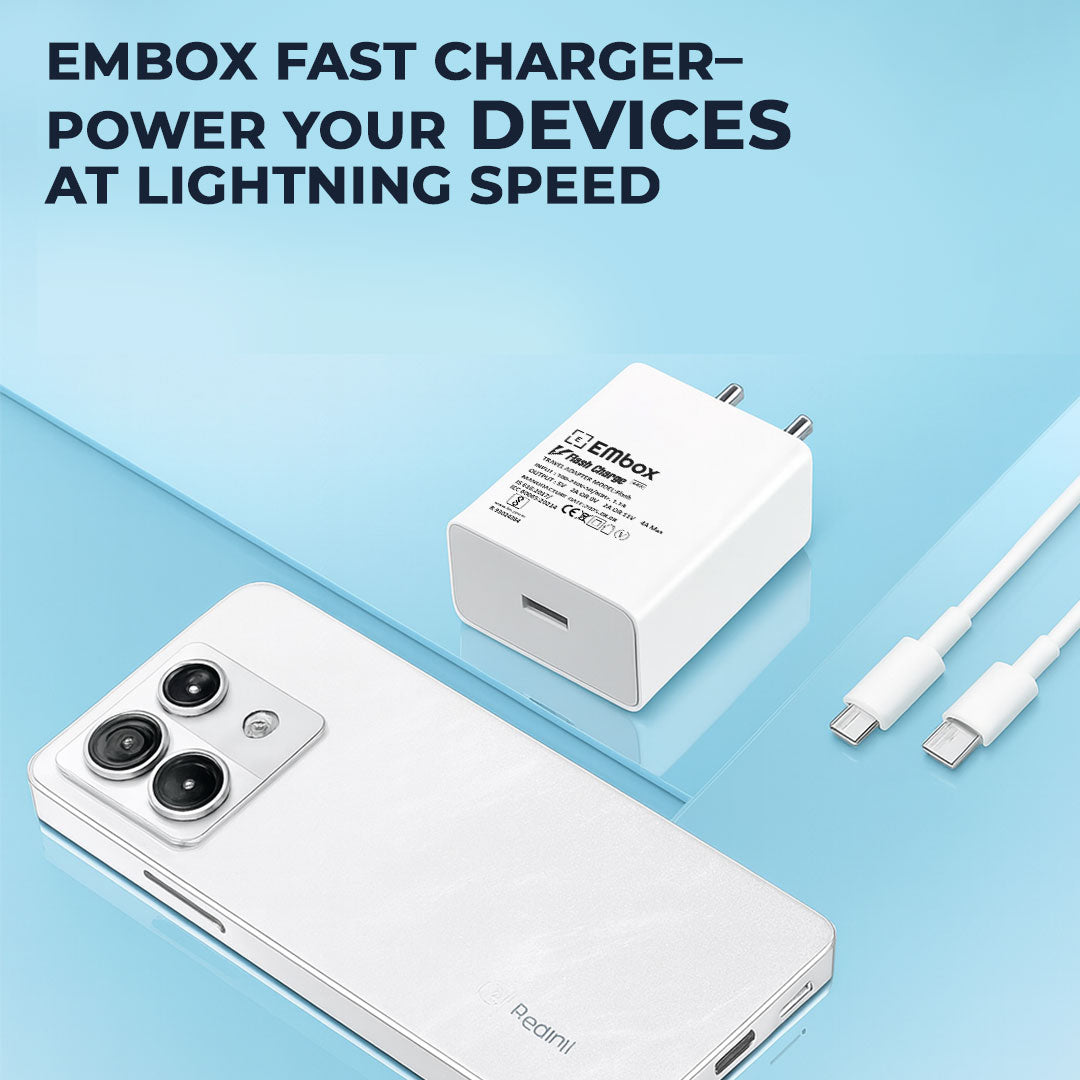Embox 45W Fast Charger Type-A | Dash Charging Compatible with Android Oneplus Redmi Mi Xiaomi Samsung Galaxy S25 Poco SuperVooc