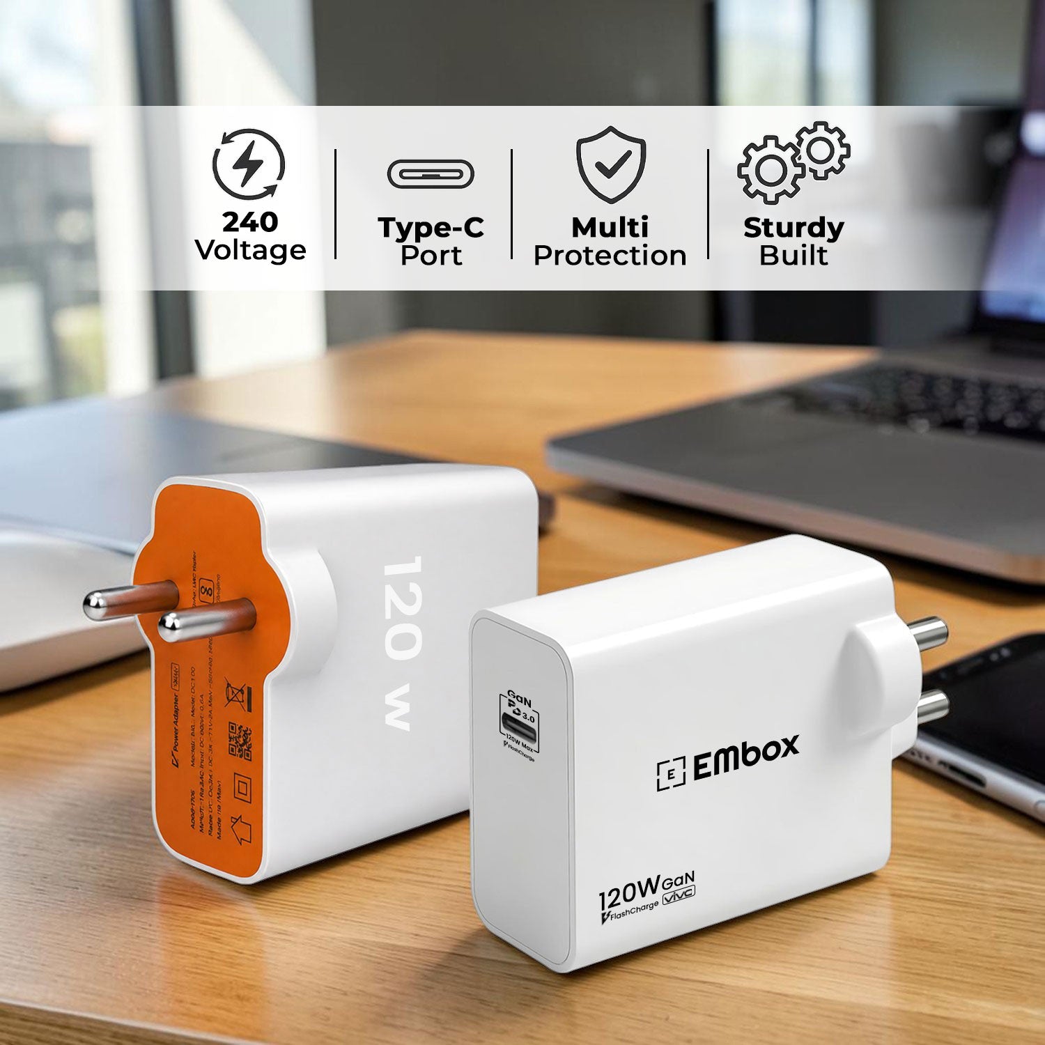 120W Flash Super Fast Charger Compatible for VIVO X100 5G, V30, V-X90 5G, V-X90 PRO 5G, V-X FOLD 3, iQOO-11 5G, iQOO 9 Pro, iQ9, iQOO 9T