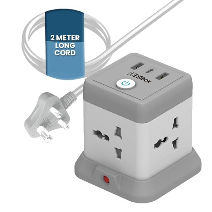 Electric Extension Board 7 Devices in 1 With USB (2.4 A) (QC 3.0)