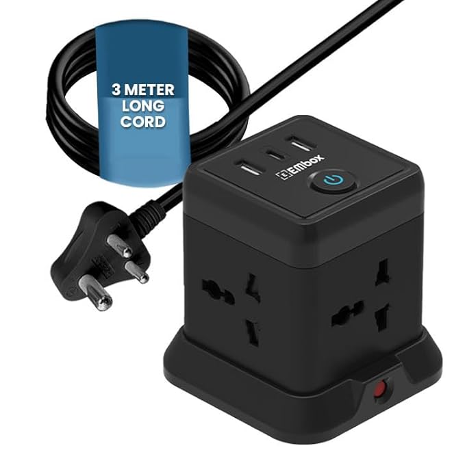 Electric Extension Board 7 Devices in 1 With USB (2.4 A) (QC 3.0)