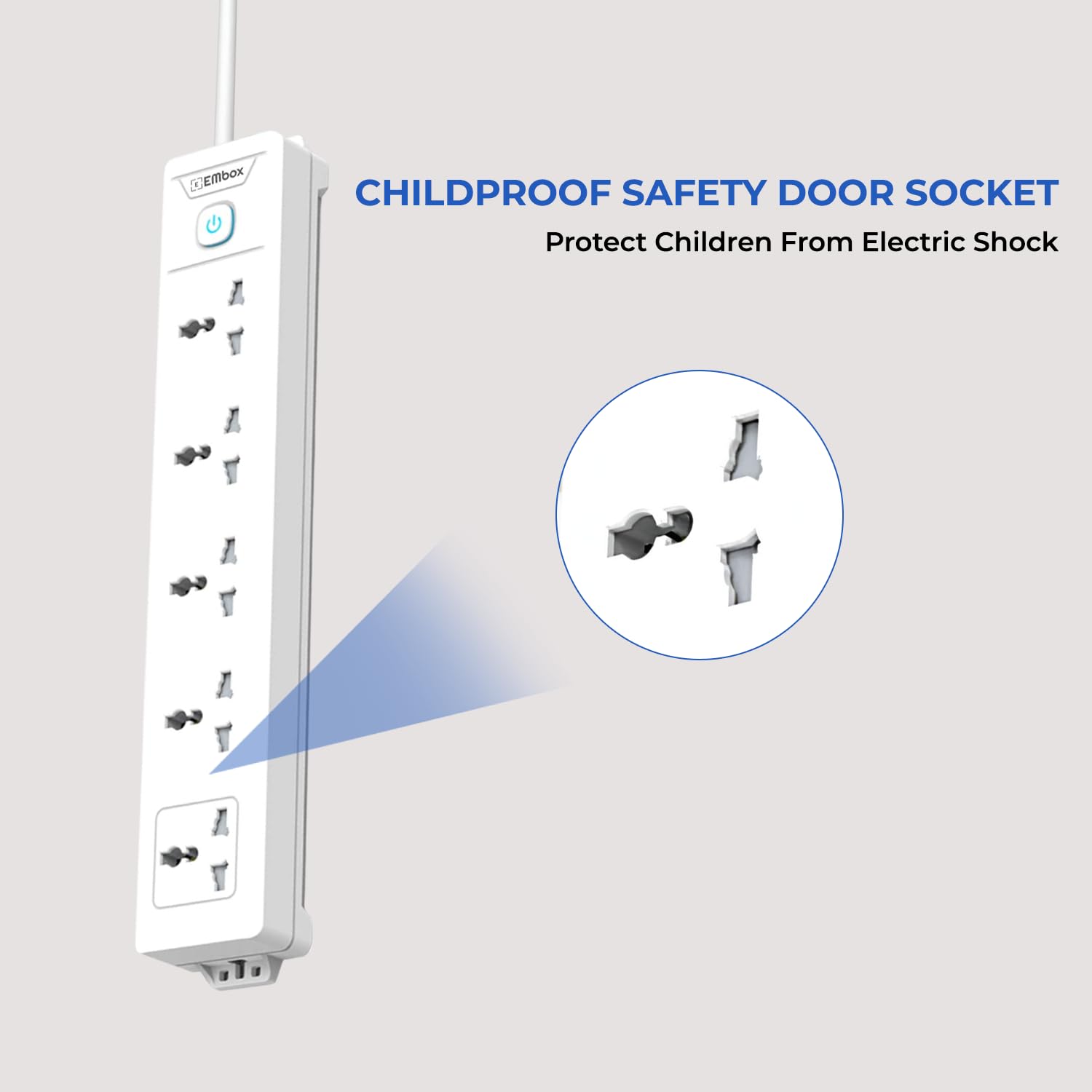 Extension Board with Switches 1500 W, 5 Universal Sockets, Master Switch,6 amp Spike Guard, LED Indicator and Safety Shutter, 2 Meter Extension Cord