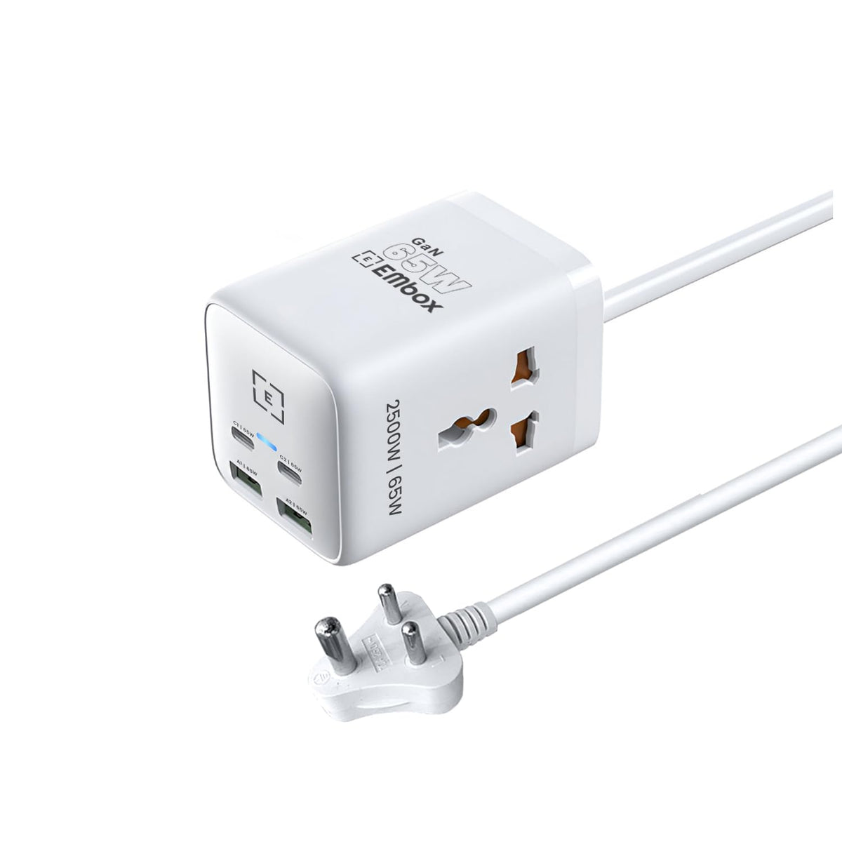 EMBOX 6-in-1Extension Board with USB Port | 65W Gan Charger Type C Fas