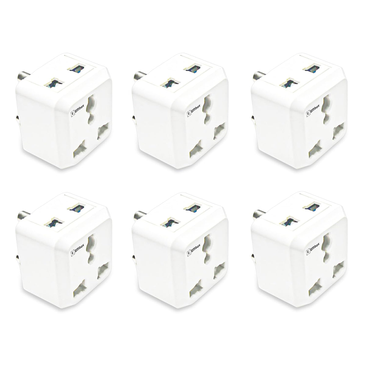 Multiple Plug Sockets 2-Pin Multi Plug Socket | Universal Adapter Type-D, 6A (Pack of 6)
