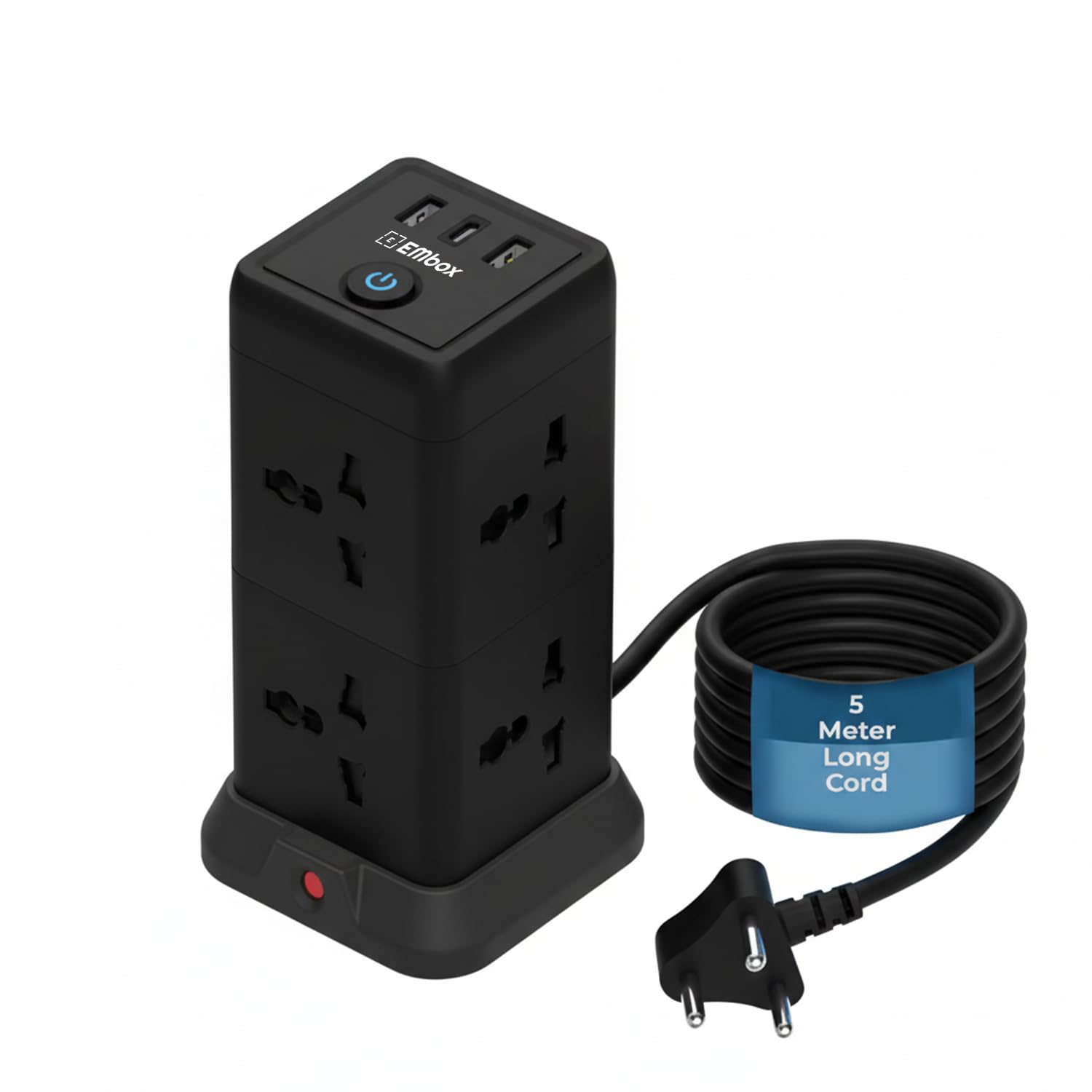 11 in 1 Cube Extension Board with USB Type C (2.4 A) (QC 3.0) | 2500W Extension Board with Switches | Extension Cord with 8 Universal Sockets Safety Shutter & Overload Protector