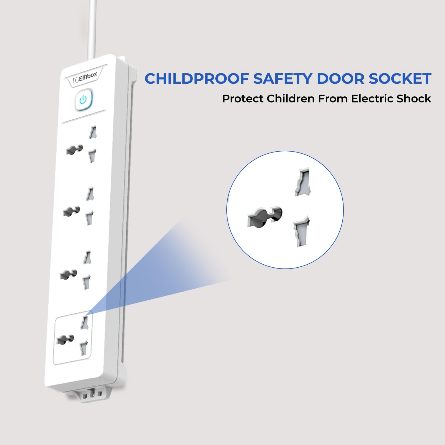 Extension Board with Switches 1500 W, 4 Universal Sockets, Master Switch,6 amp Spike Guard, LED Indicator and Safety Shutter, 2 Meter Extension Cord
