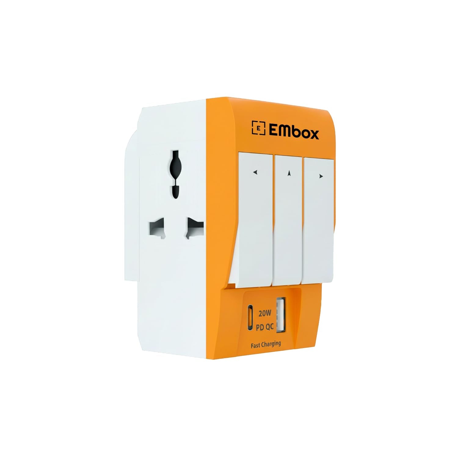 EMBOX 3 Pin Multi Plug Adapter with Individua3 Pin Multi Plug Adapter with Individual Switch 3 Pin Plug Socket Safety Shutter Spike Buster Fuse Protected Adapter 3 Way Plug Extension for Home Office Travel-5A-250V