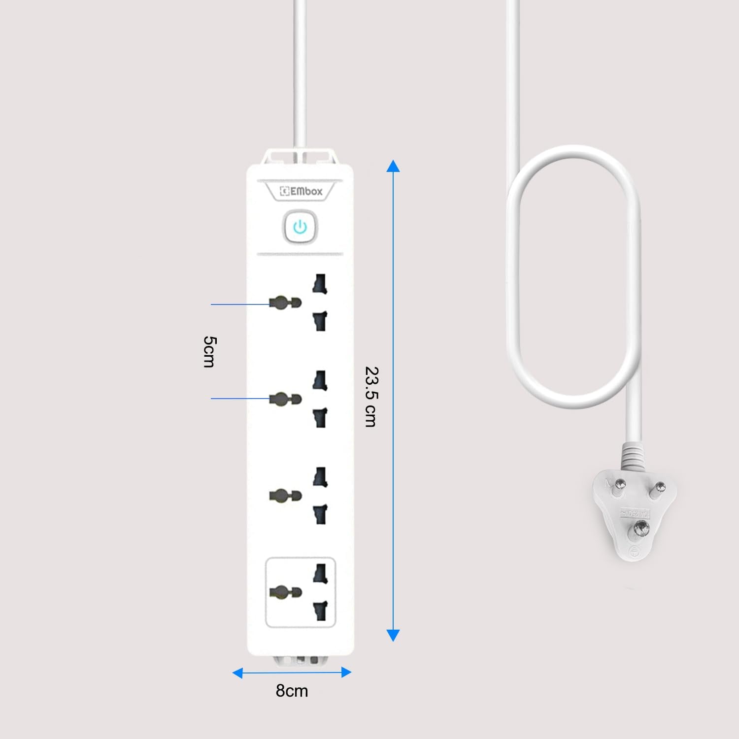 EMBOX Extension Board with Switches 1500 W, 4 Universal Sockets, Master Switch,6 amp Spike Guard, LED Indicator and Safety Shutter