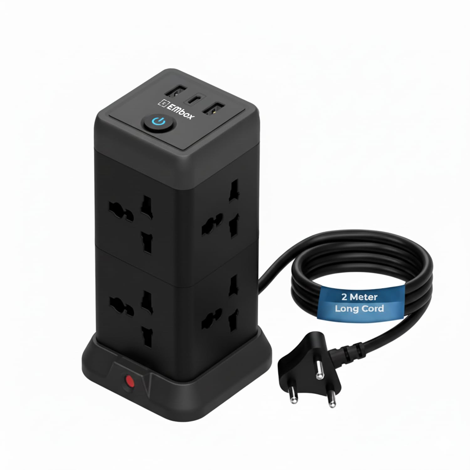 11 in 1 Cube Extension Board with USB Type C (2.4 A) (QC 3.0) | 2500W Extension Board with Switches | Extension Cord with 8 Universal Sockets Safety Shutter & Overload Protector