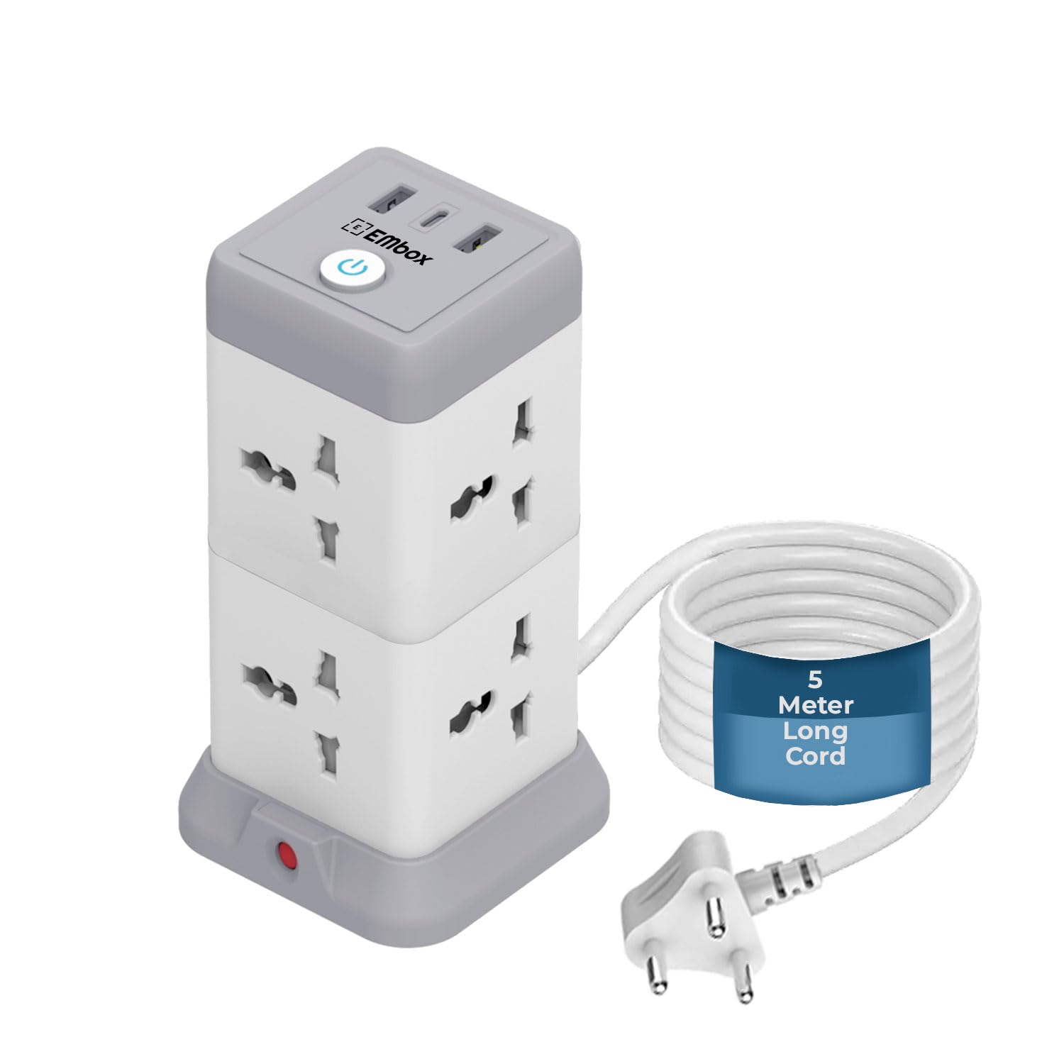 11 in 1 Cube Extension Board with USB Type C (2.4 A) (QC 3.0) | 2500W Extension Board with Switches | Extension Cord with 8 Universal Sockets Safety Shutter & Overload Protector