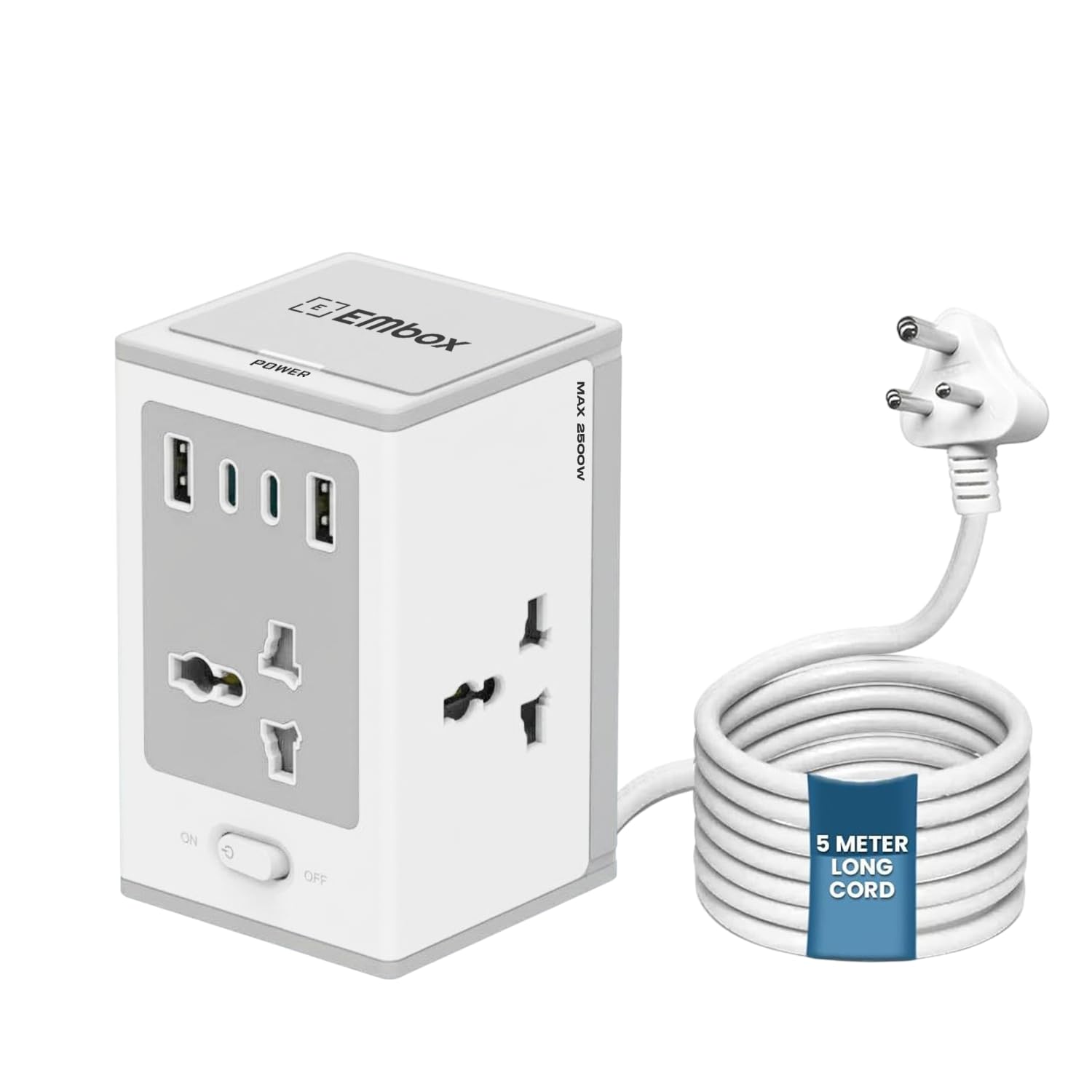 8-in-1 Gan Charger 30W Fast Charger | Type C USB 4 AC Sockets (2500W) Wireless Fast Charging | Multi-Port Desktop Charger for Laptop, iPhone, Android, Portable Charging Station