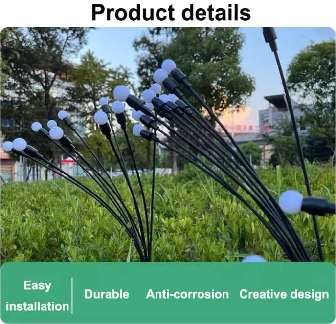 Solar Light Outdoor Garden Waterproof 8 Led Crystal Ball Decorative Firefly Swaying Lamp for Garden Pathway, and Lawn Waterproof Automatic Powered