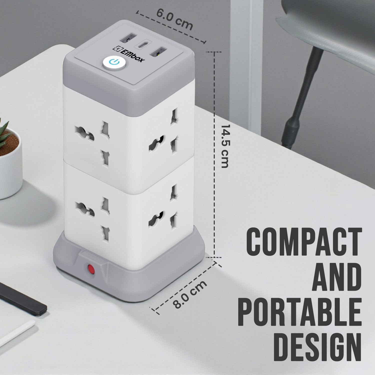 11 in 1 Cube Extension Board with USB Type C (2.4 A) (QC 3.0) | 2500W