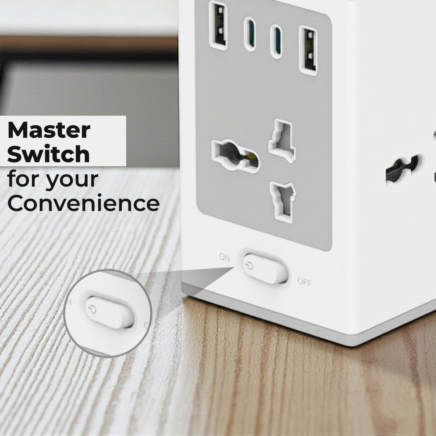 8-in-1 Gan Charger 30W Fast Charger | Type C USB 4 AC Sockets (2500W) Wireless Fast Charging | Multi-Port Desktop Charger for Laptop, iPhone, Android, Portable Charging Station