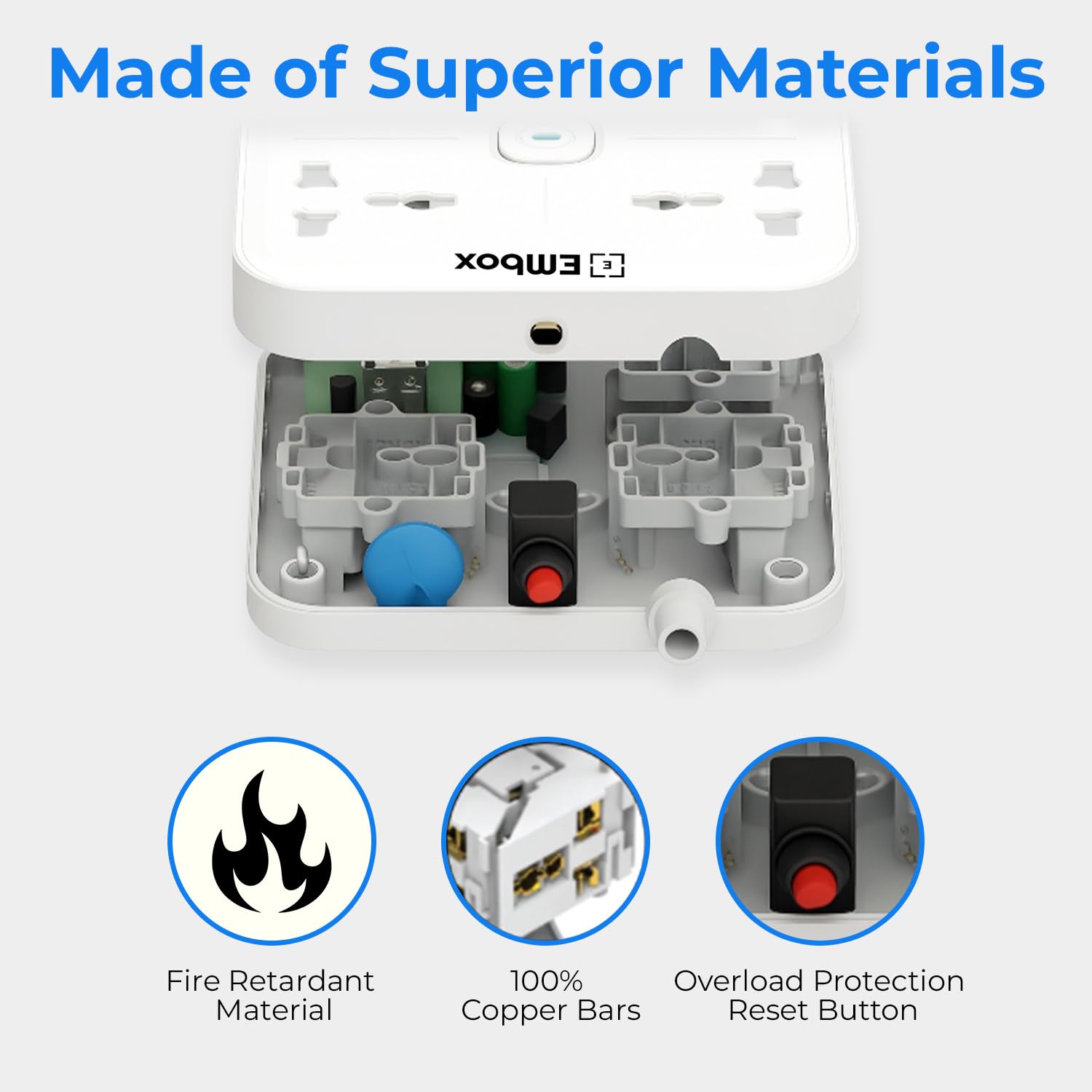 Extension Board | 3 Universal Sockets, USB QC & PD, Safety Switch