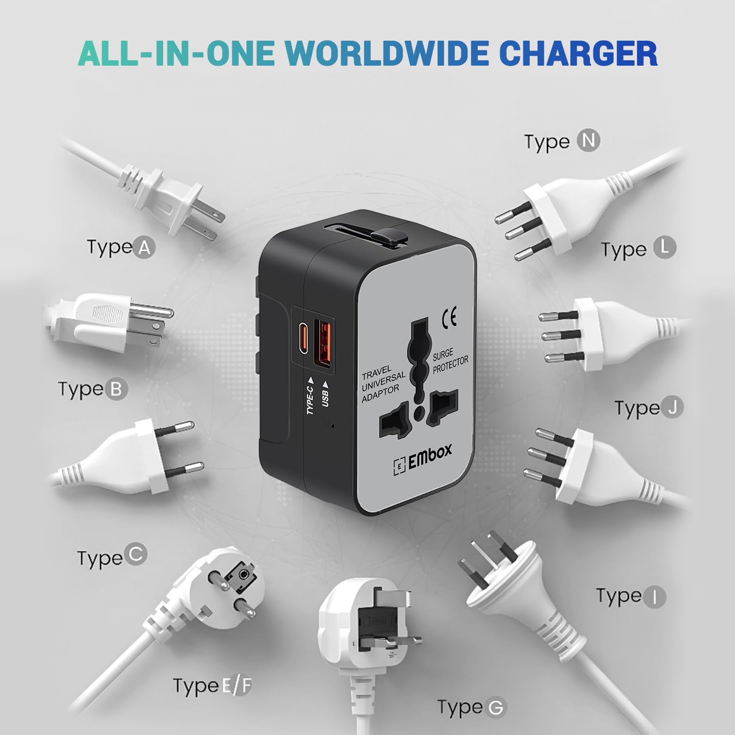 Embox Universal Travel Adapter | All-in-One Worldwide Charger Adapter