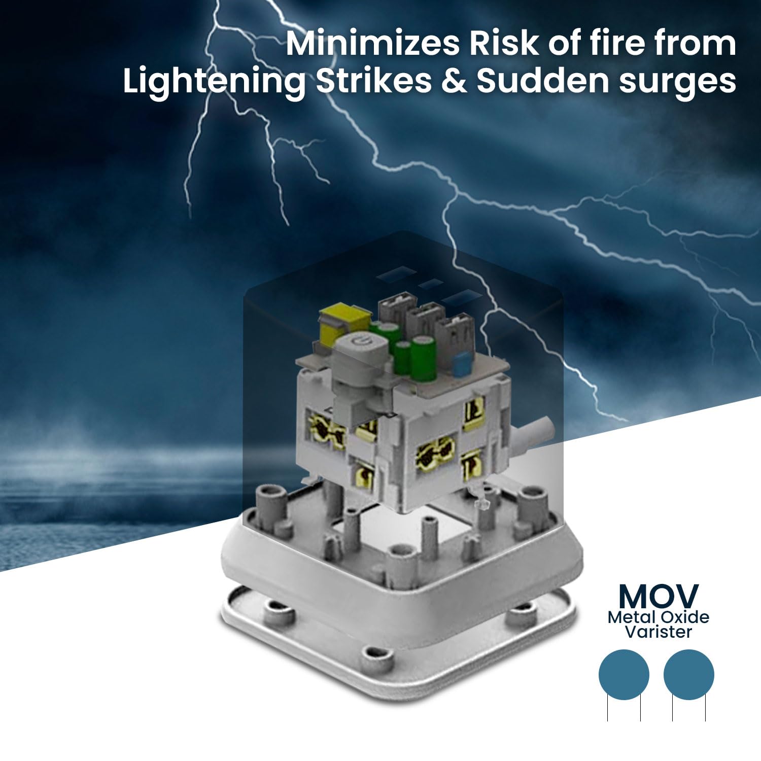 Electric Extension Board 7 Devices in 1 With USB (2.4 A) (QC 3.0)