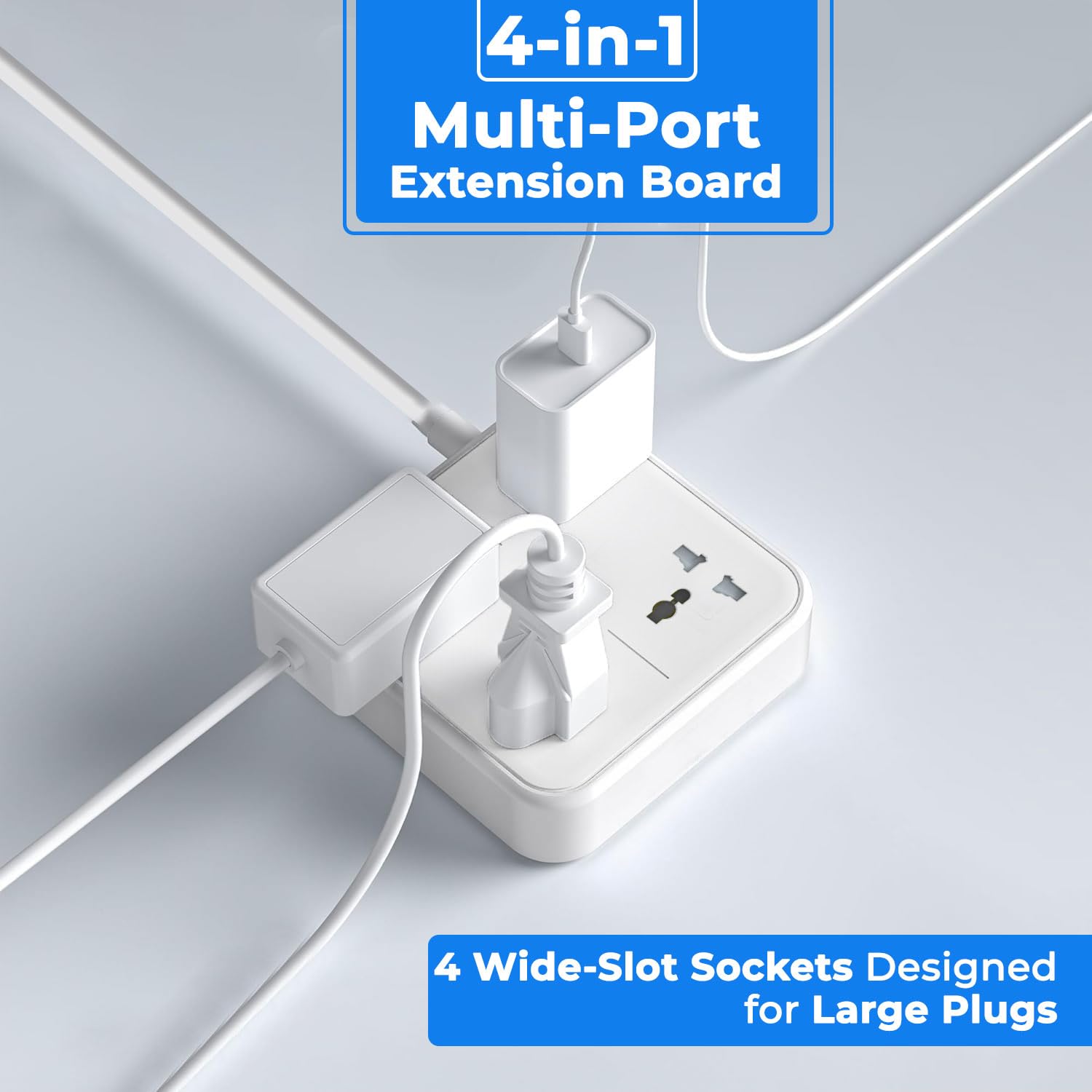 Extension Board | 3 Universal Sockets, USB QC & PD, Safety Switch