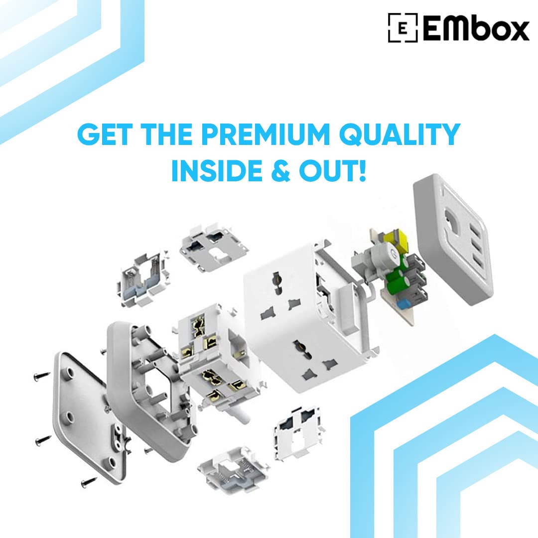 Cube Extension Board with USB Type C (2.4 A) (QC 3.0) | 2500W Extensio