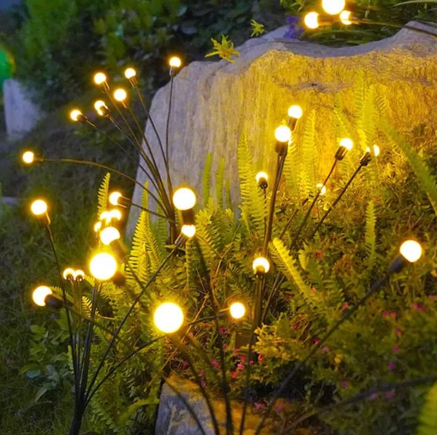 Solar Light Outdoor Garden Waterproof 8 Led Crystal Ball Decorative Firefly Swaying Lamp for Garden Pathway, and Lawn Waterproof Automatic Powered