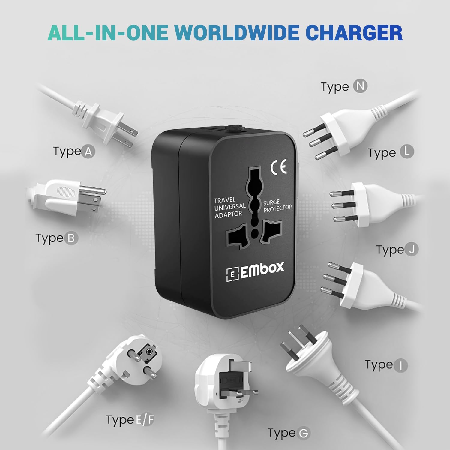Universal Travel Adapter | All-in-One Worldwide Plug with USB-A