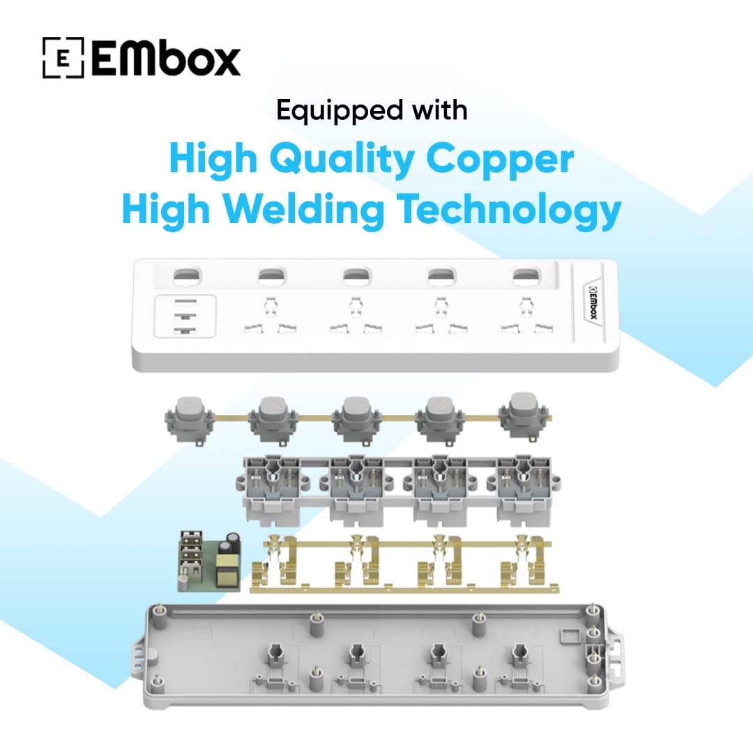 Electric Extension Board 7 Devices in 1 With USB (2.4 A) (2500W)