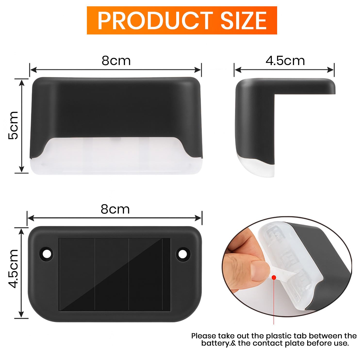 EMBOX Solar Outdoor Wall & Fence Light – Warm White, Waterproof - Black