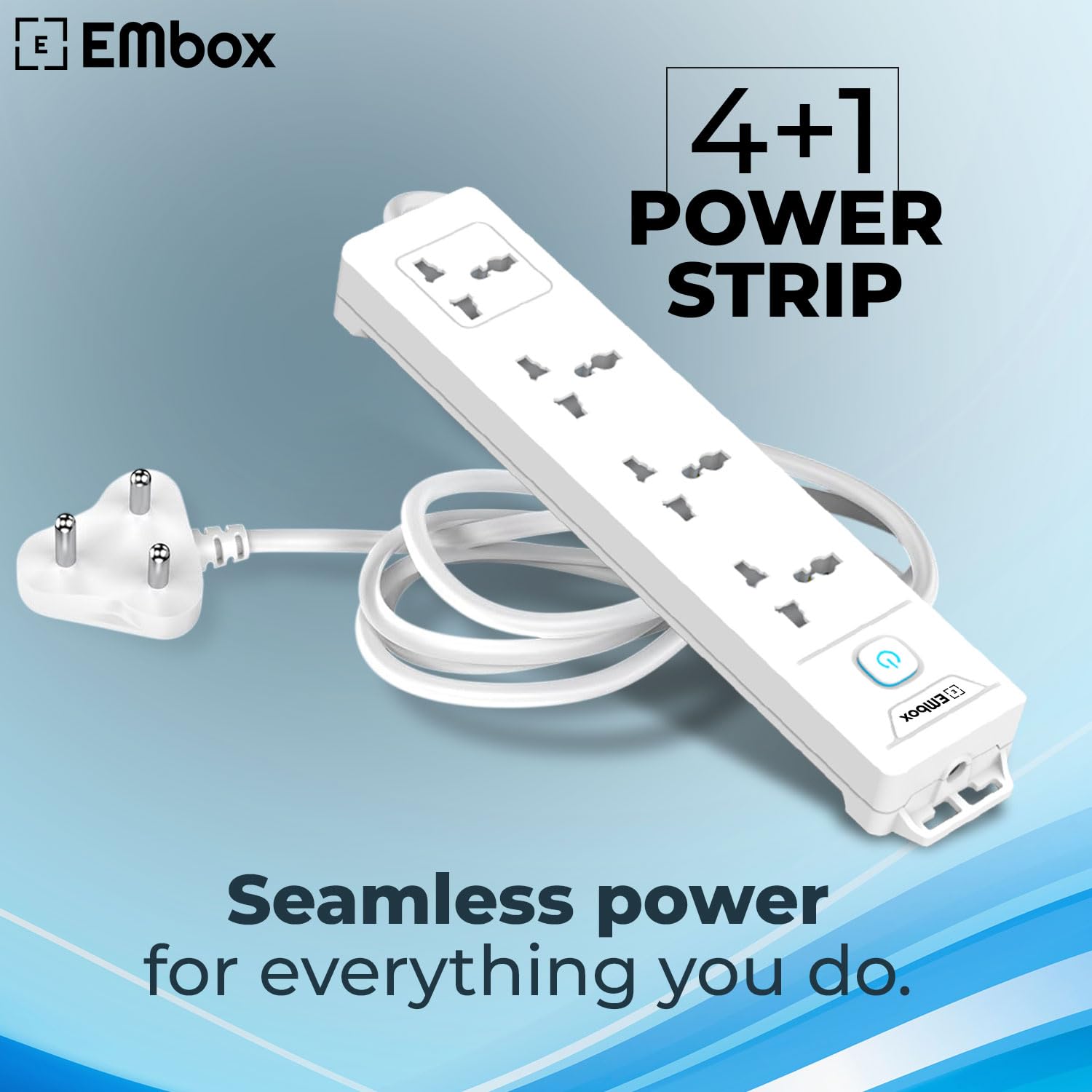 Extension Board 5 Meter Cable with Switches | 1500 W Extension Cord 4 Universal Sockets