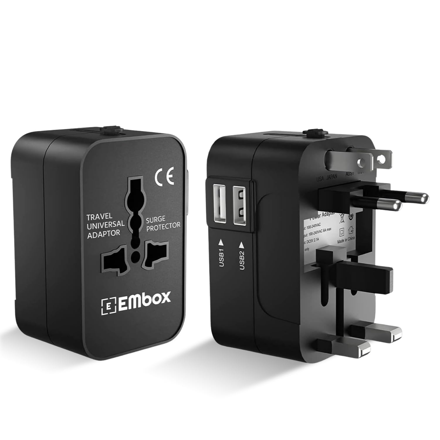 Universal Travel Adapter | All-in-One Worldwide Plug with USB-A