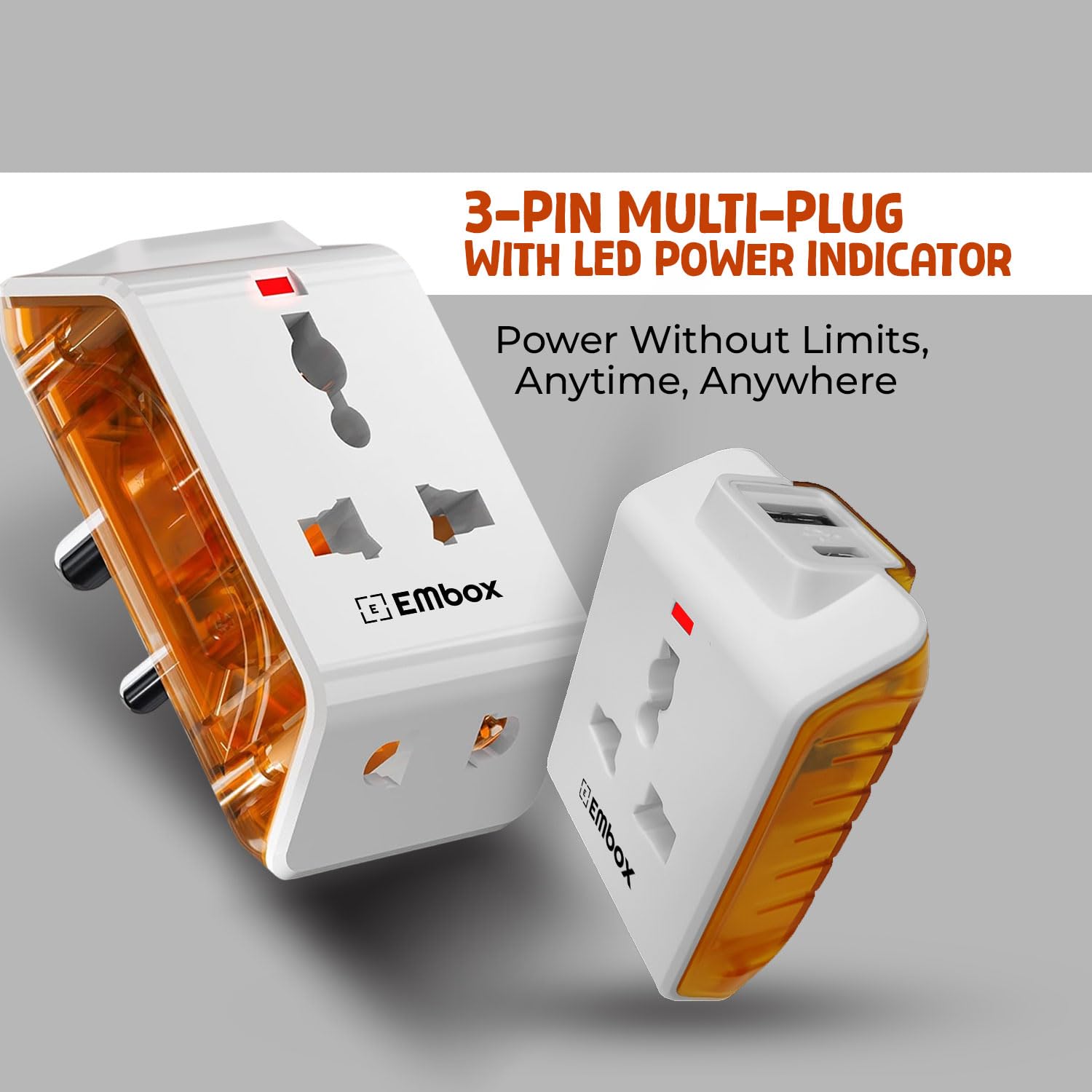 Multi Plug Adapter With USB 5 Devices in 1 (10 Amp)