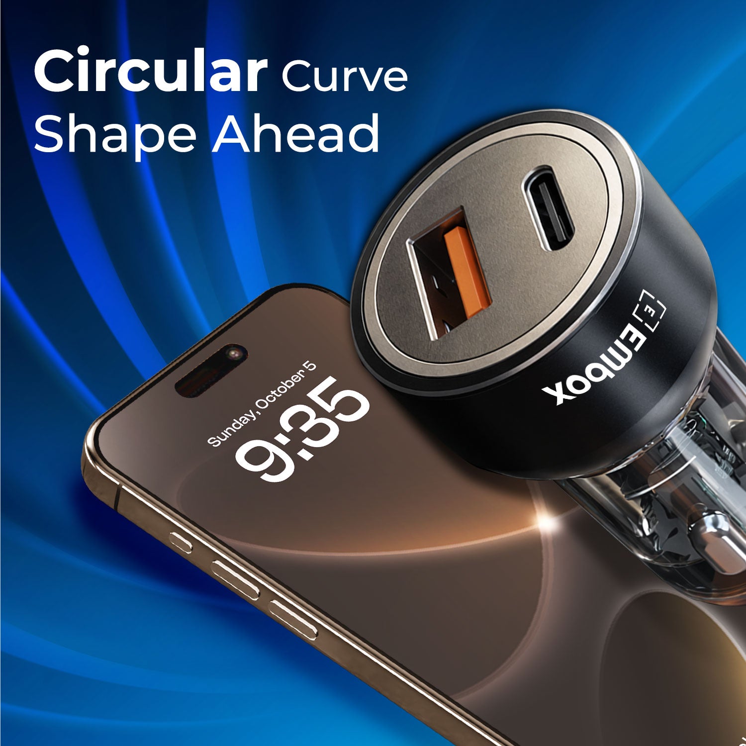 55W Dual Output Car Charger Type-C &A Fast Charging USB, LED Indicator, Charging Adapter Compatible with Cars for iPhone & Android Smartphone, Smartwatch, Earbud, Power Bank