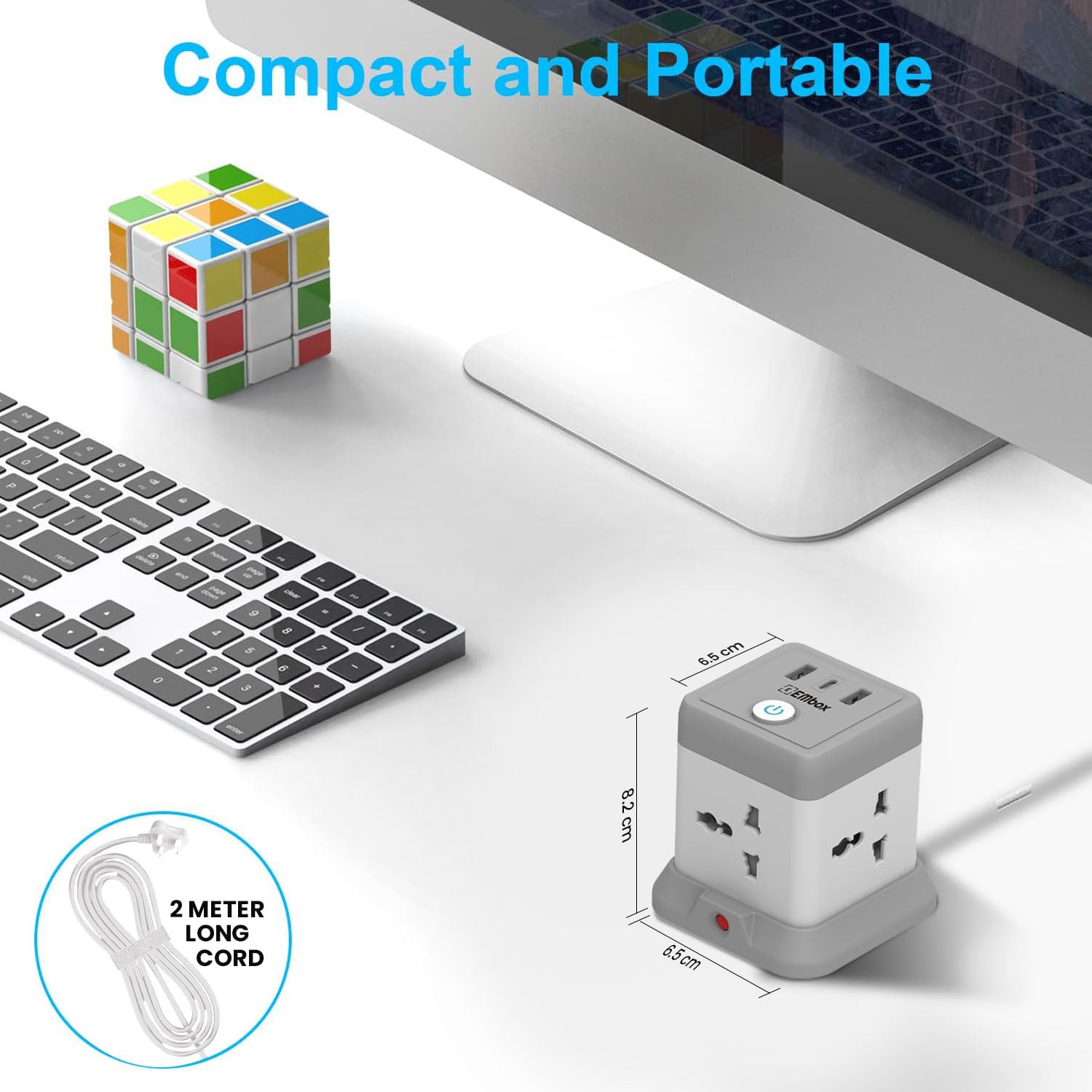 Electric Extension Board 7 Devices in 1 With USB (2.4 A) (QC 3.0)