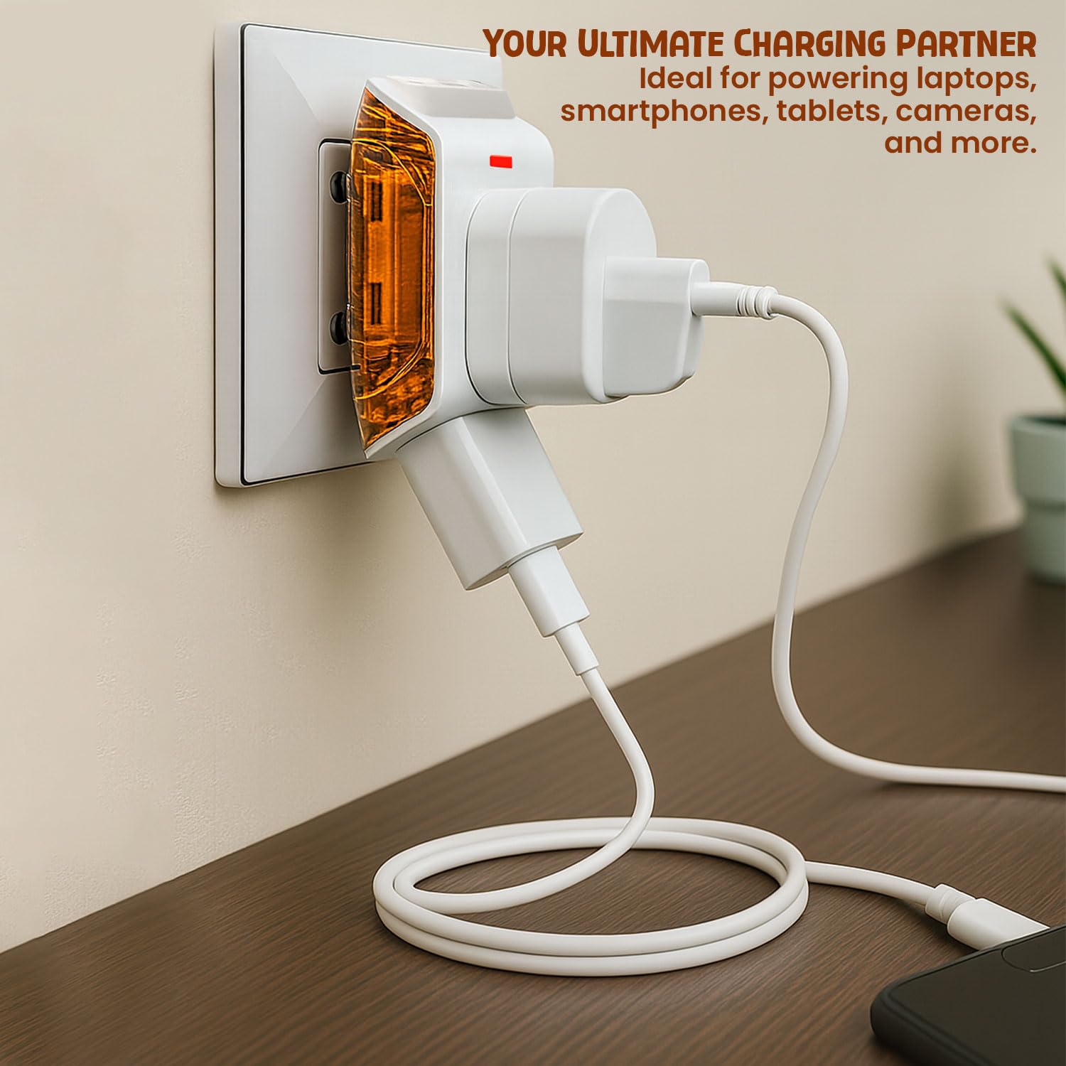 Multi Plug Adapter with USB Ports | Universal 2-Pin Plug Socket | Multi USB Charger Adapter with USB-A & Type-C | Compact Fast Charging Power Adapter Plug for Phones, tablets & Devices