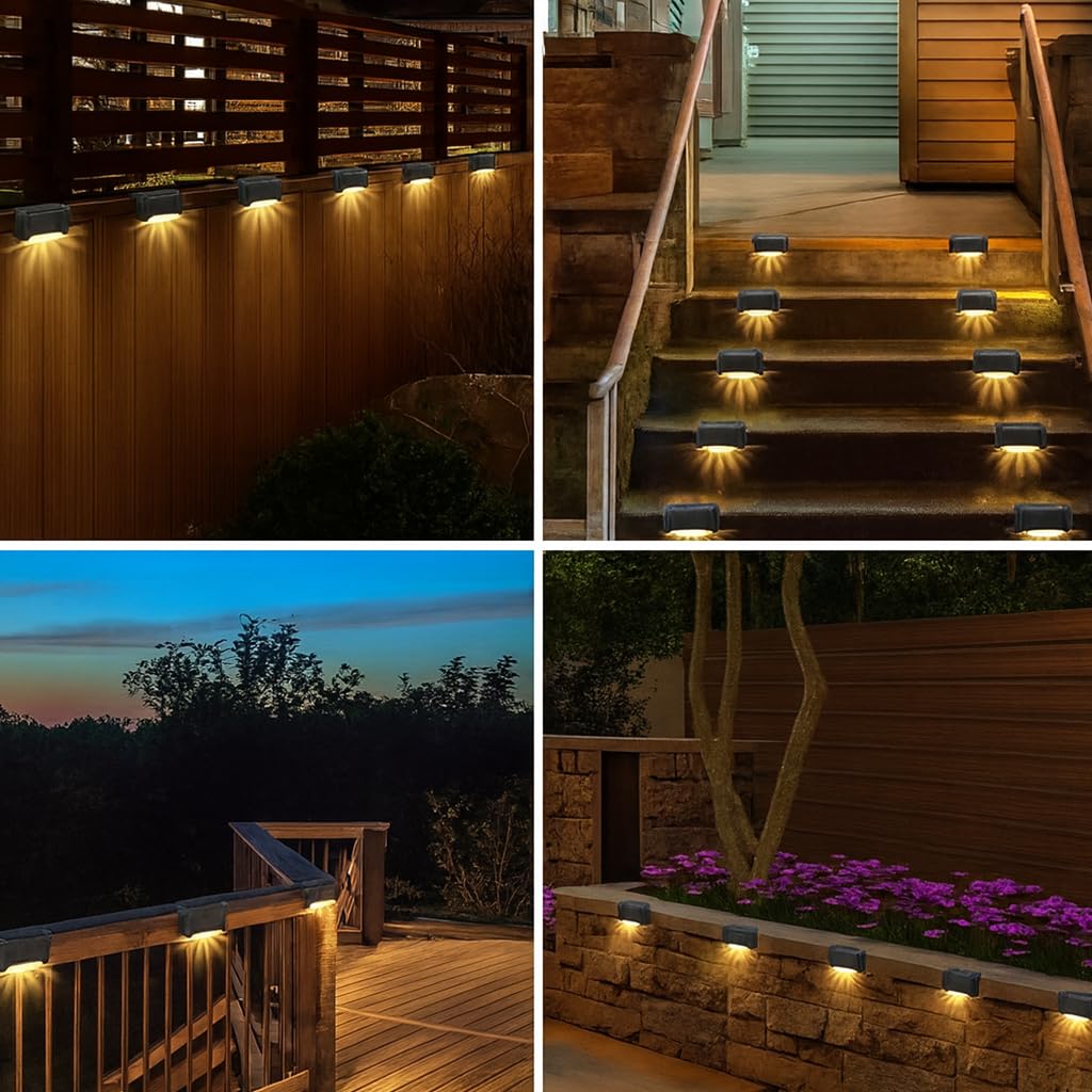 EMBOX Solar Outdoor Wall & Fence Light – Warm White, Waterproof - Black