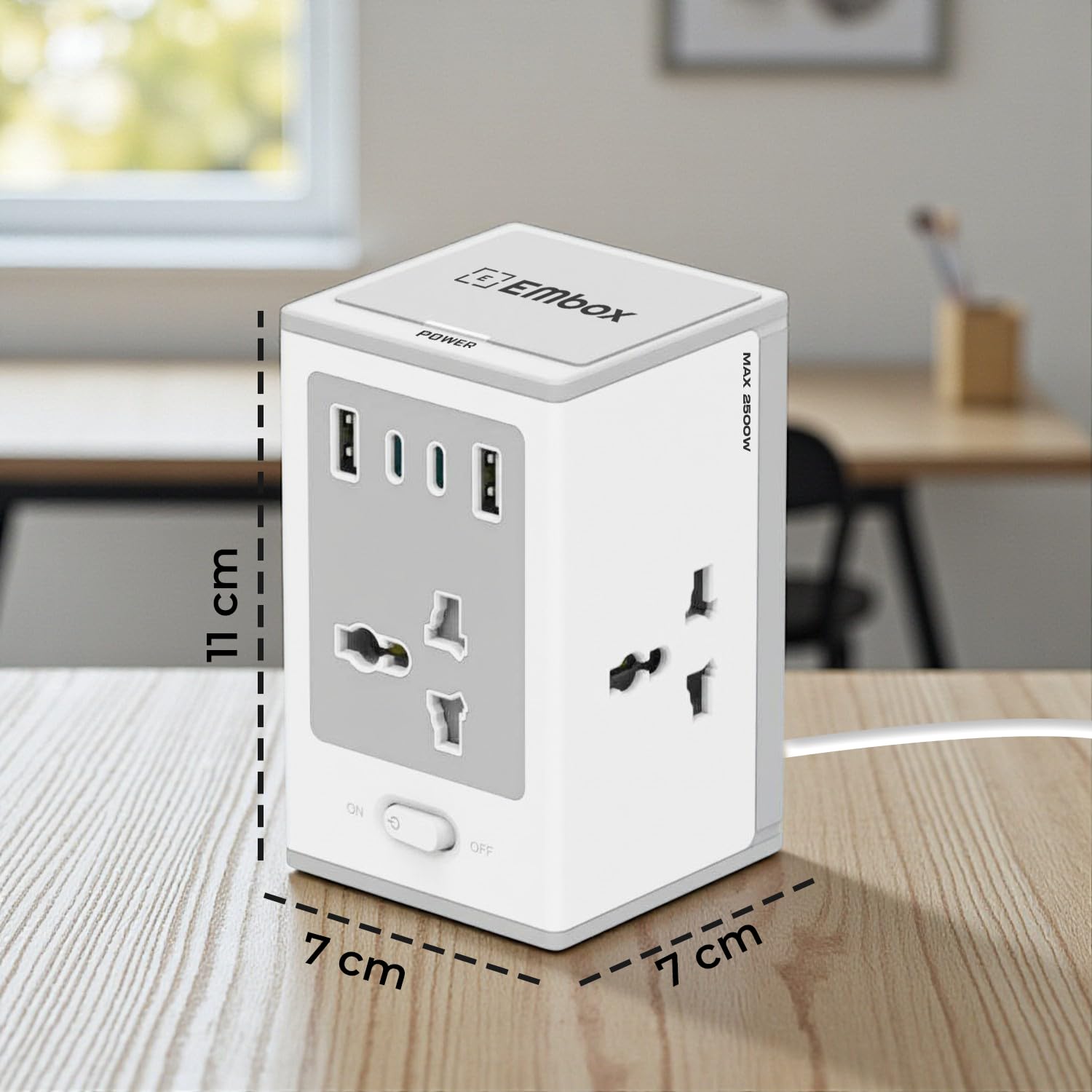 8-in-1 Gan Charger 30W Fast Charger | Type C USB 4 AC Sockets (2500W) Wireless Fast Charging | Multi-Port Desktop Charger for Laptop, iPhone, Android, Portable Charging Station