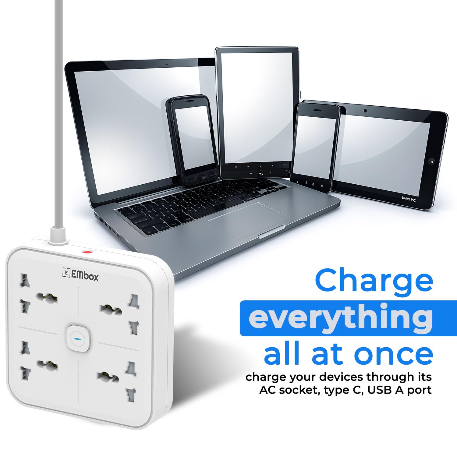 Extension Board | 3 Universal Sockets, USB QC & PD, Safety Switch