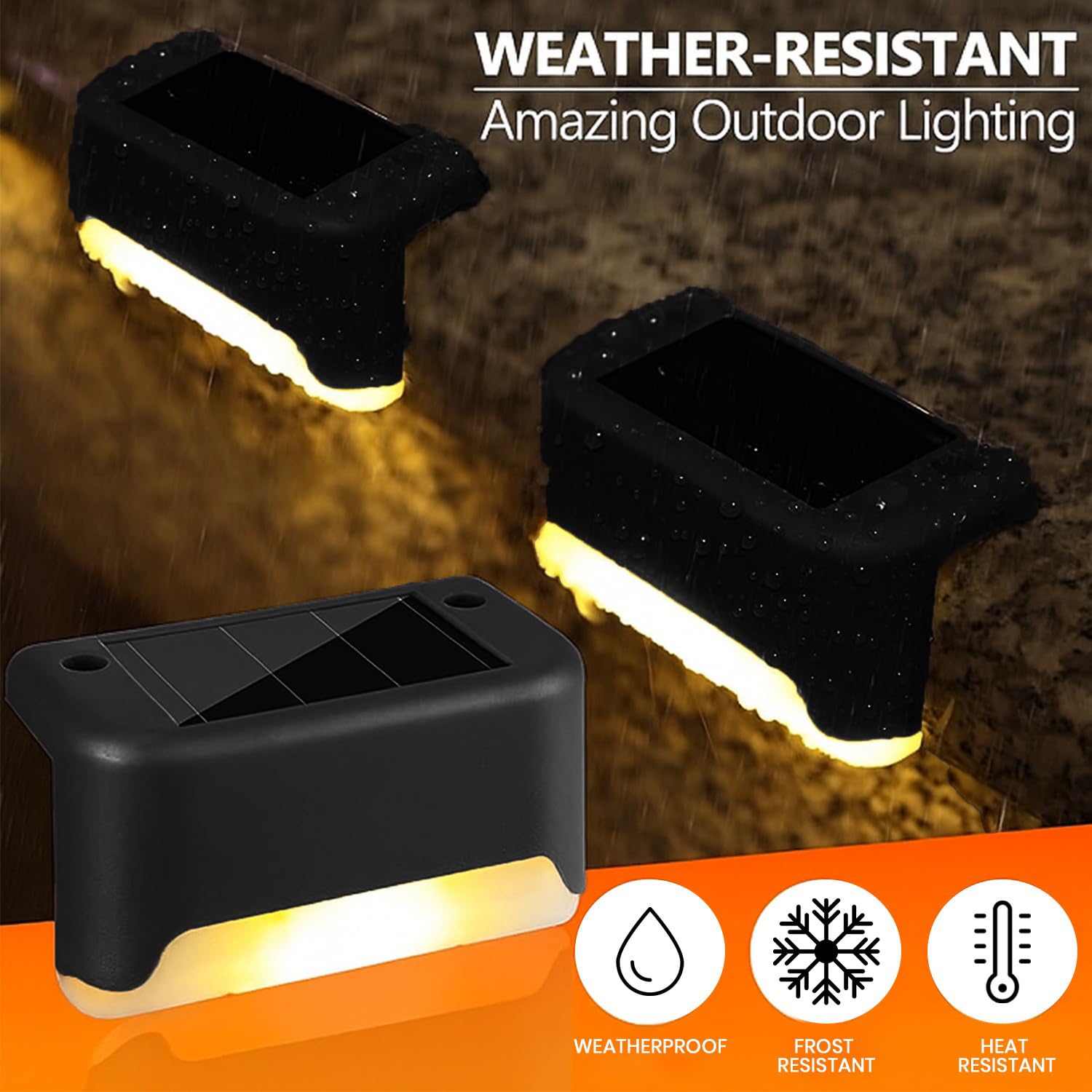 EMBOX Solar Outdoor Wall & Fence Light – Warm White, Waterproof - Black