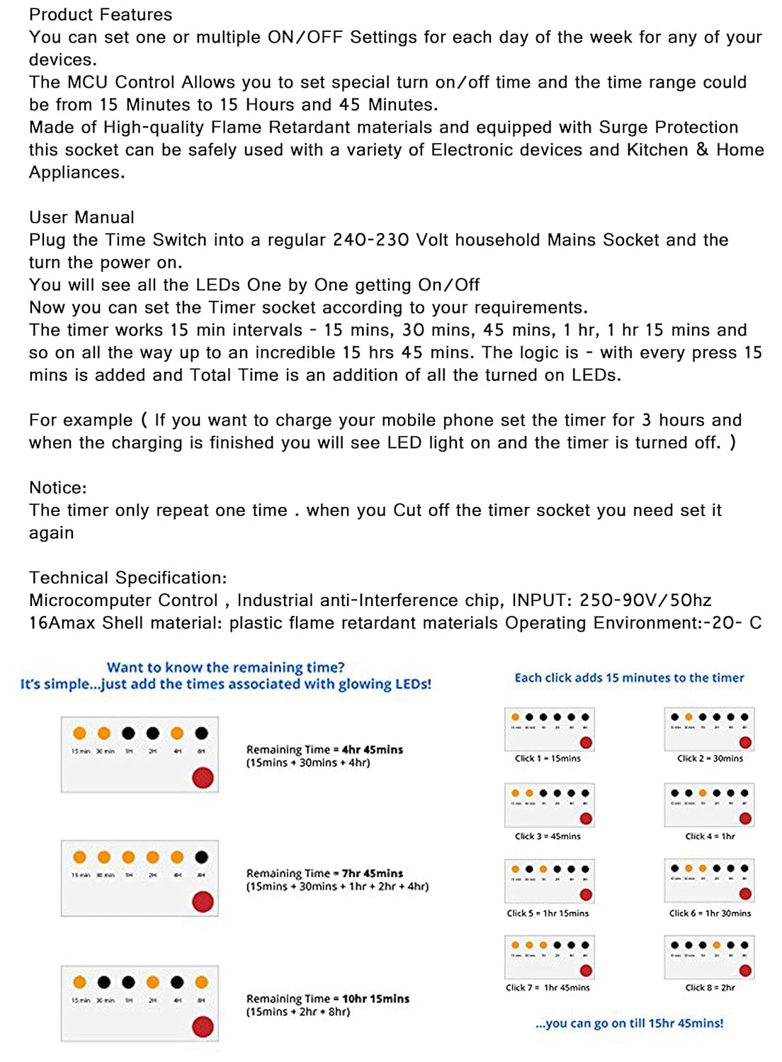 Timer Switch for Lights | Automatic On Off Switch Timer | Programmable Power Cut Off for Lights | Charging Mobile Laptop Lighting Glow Sign Board Aquarium1500W