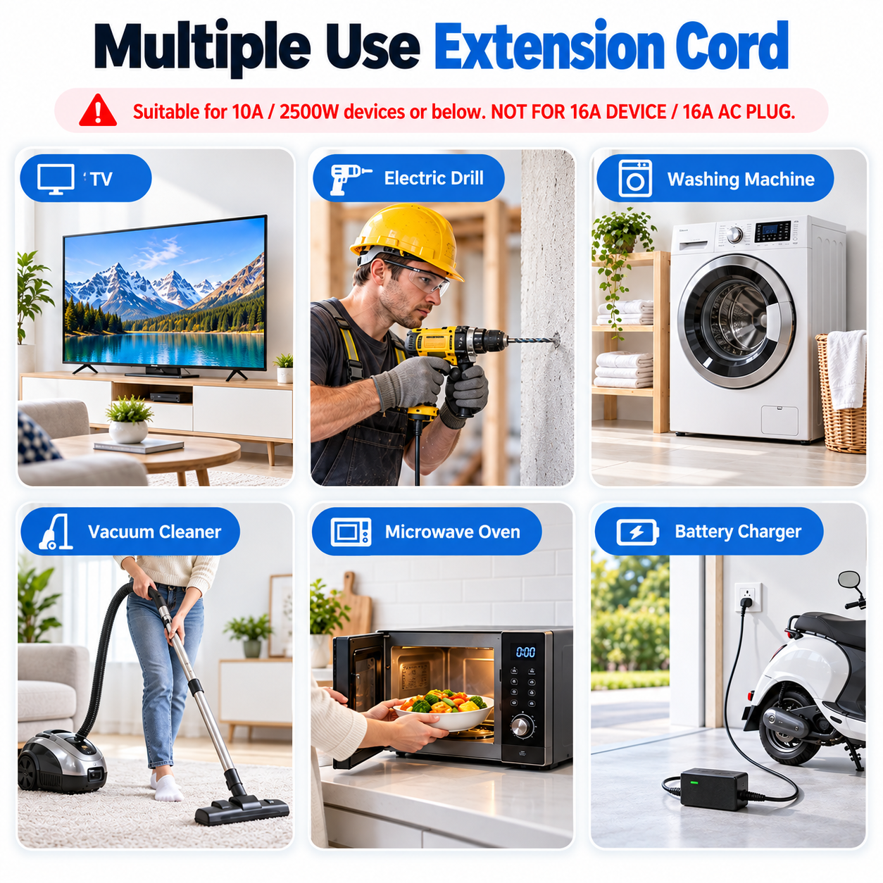 EMBOX 10A Single Socket Extension Board – 2500W Power Extension Cord with 3-Pin Plug for Home, Office and Everyday Electrical Use (Black)