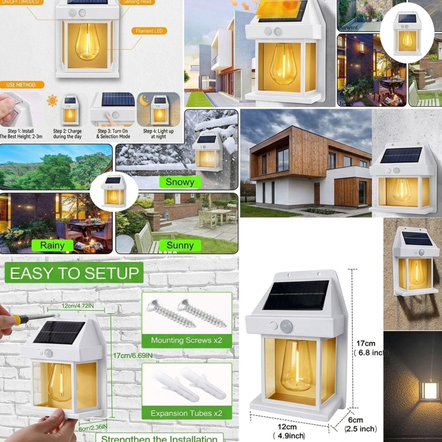 Solar Light Outdoor Garden Waterproof LED Porch, Patio, Garden, Pathway & Yard Lighting Scone Lamp for Garden Pathway, and Lawn Waterproof Automatic Powered