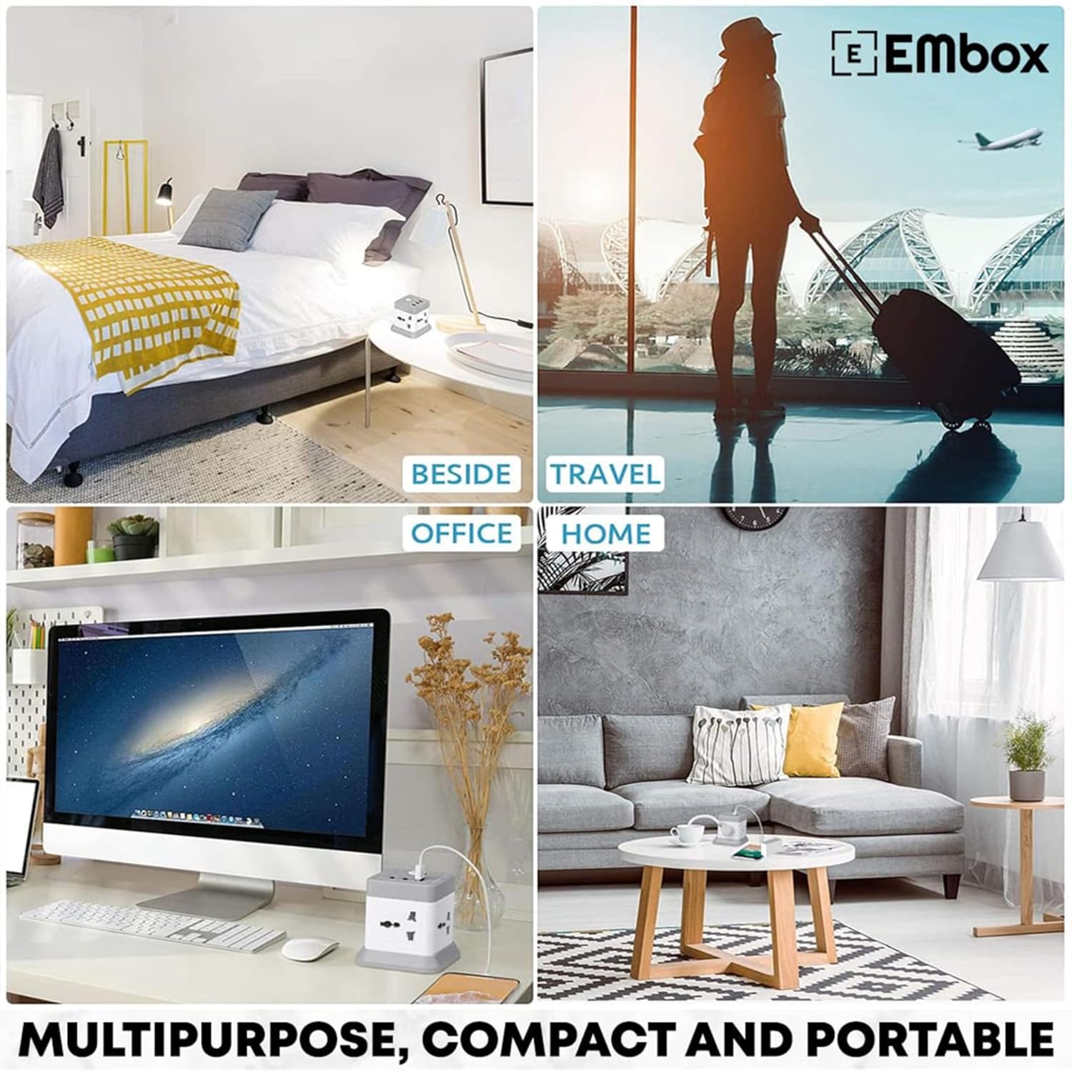 Electric Extension Board 7 Devices in 1 With USB (2.4 A) (QC 3.0)