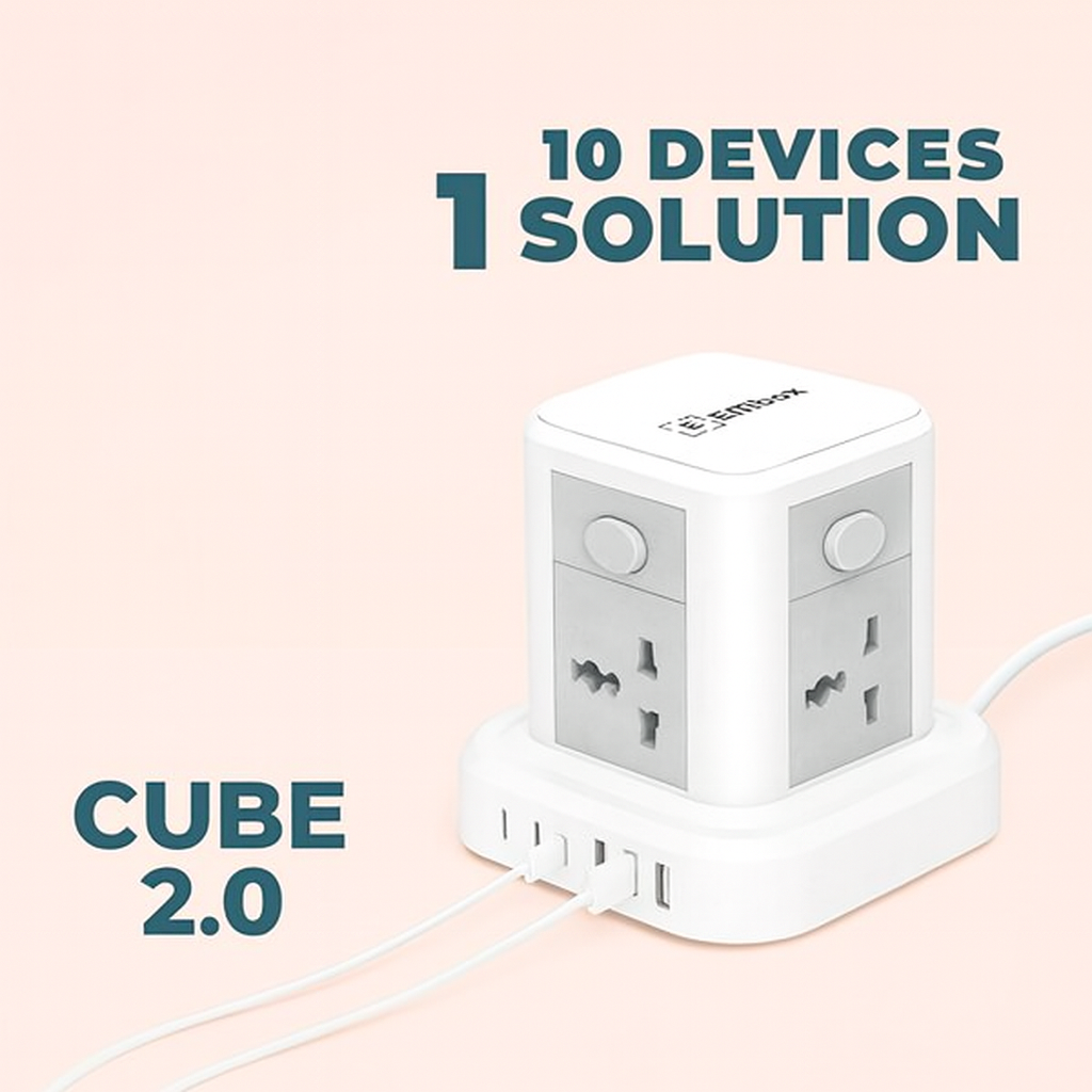 Electric Extension Board 10 Devices in 1 With USB (2.4 A) (QC 3.0)