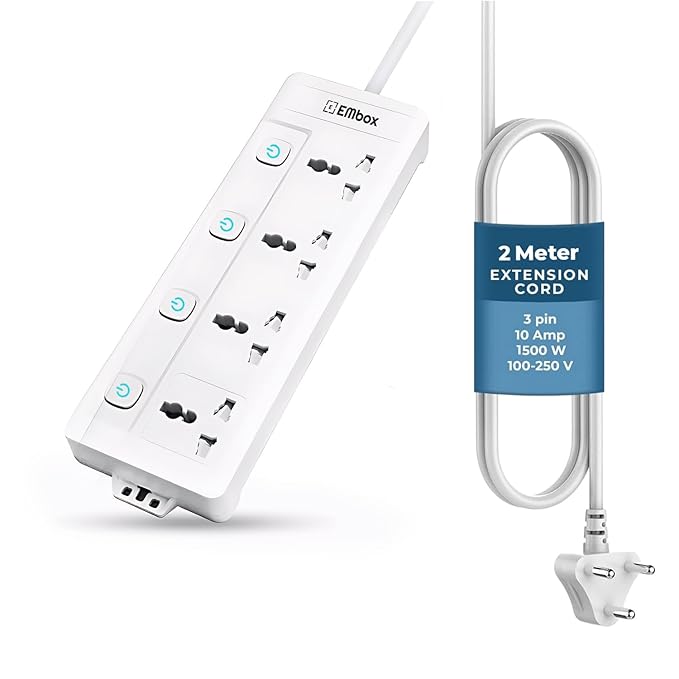 Extension Board with Switches 1500 W (4 Socket + 4 Switch)