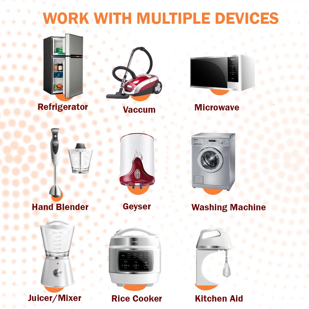 6A to 16A Converter Plug for Geysers AC Refrigerator Microwave Heavy Home Appliances-3 Pin Plug Socket Multiplug with LED Indicator Suitable for All International Plugs