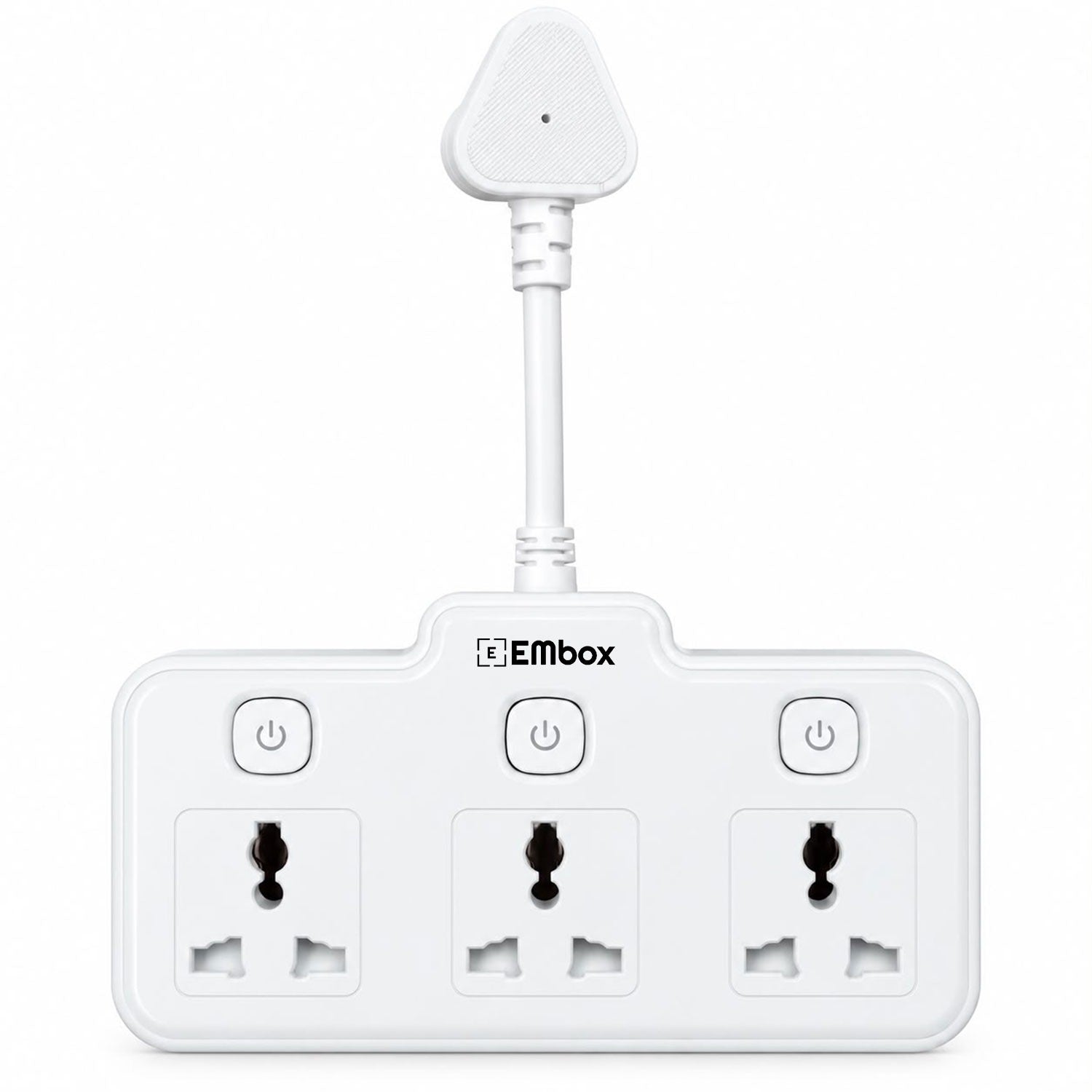 EMBOX 2500W Compact Multi Plug Adapter – 3-Socket Power Solution for Home Appliances, Office Desks and Everyday Use