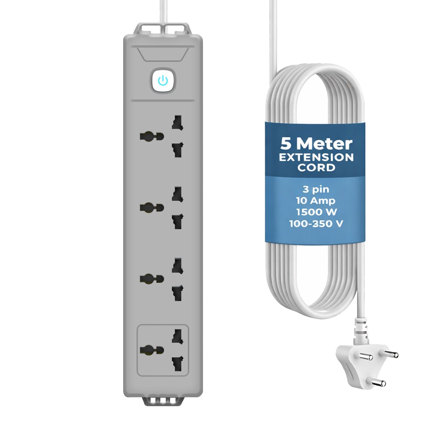 Extension Board with Switches 1500 W, 4 Universal Sockets,Master Switch | 6 amp Spike Guard, LED Indicator