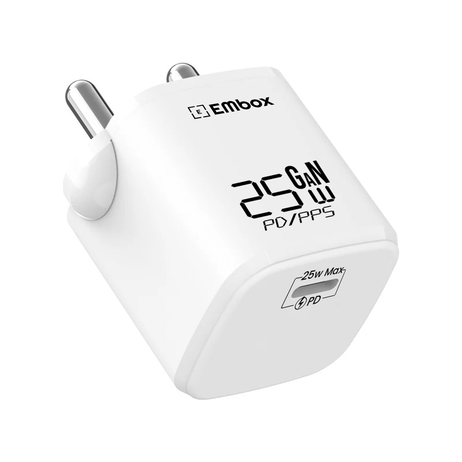 EMBOX 25W GaN Fast Charger USB Type C PD/PPS | 3X Super Fast Charging Adapter for iPhone 15/14/13, Samsung S23/S22, Android Phones, Tablets | Compact Mini Travel Charger