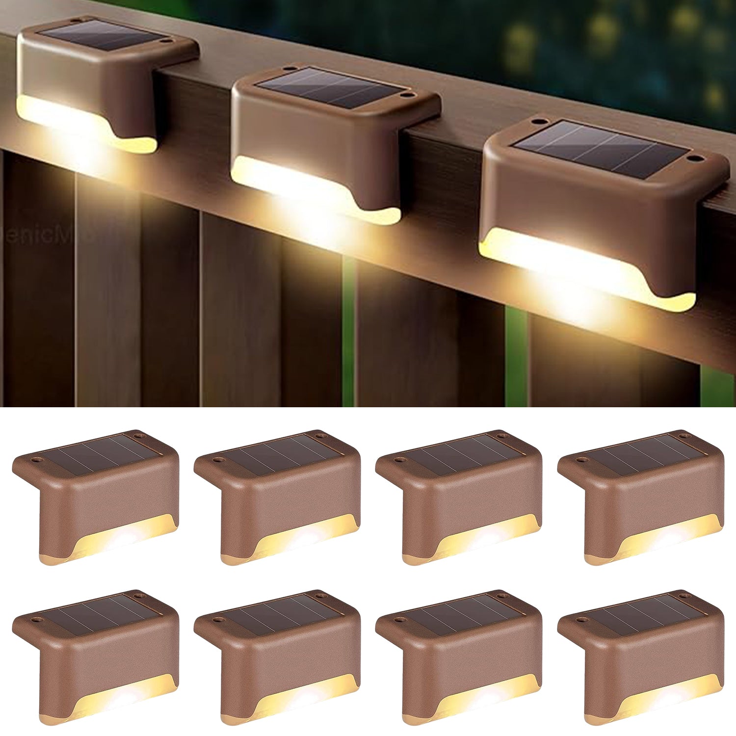 EMBOX Solar Outdoor Wall & Fence Light – Warm White, Waterproof