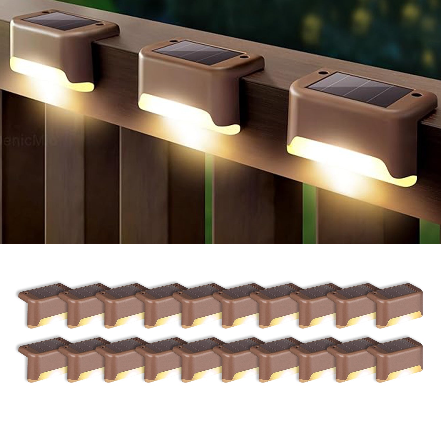 EMBOX Solar Outdoor Wall & Fence Light – Warm White, Waterproof